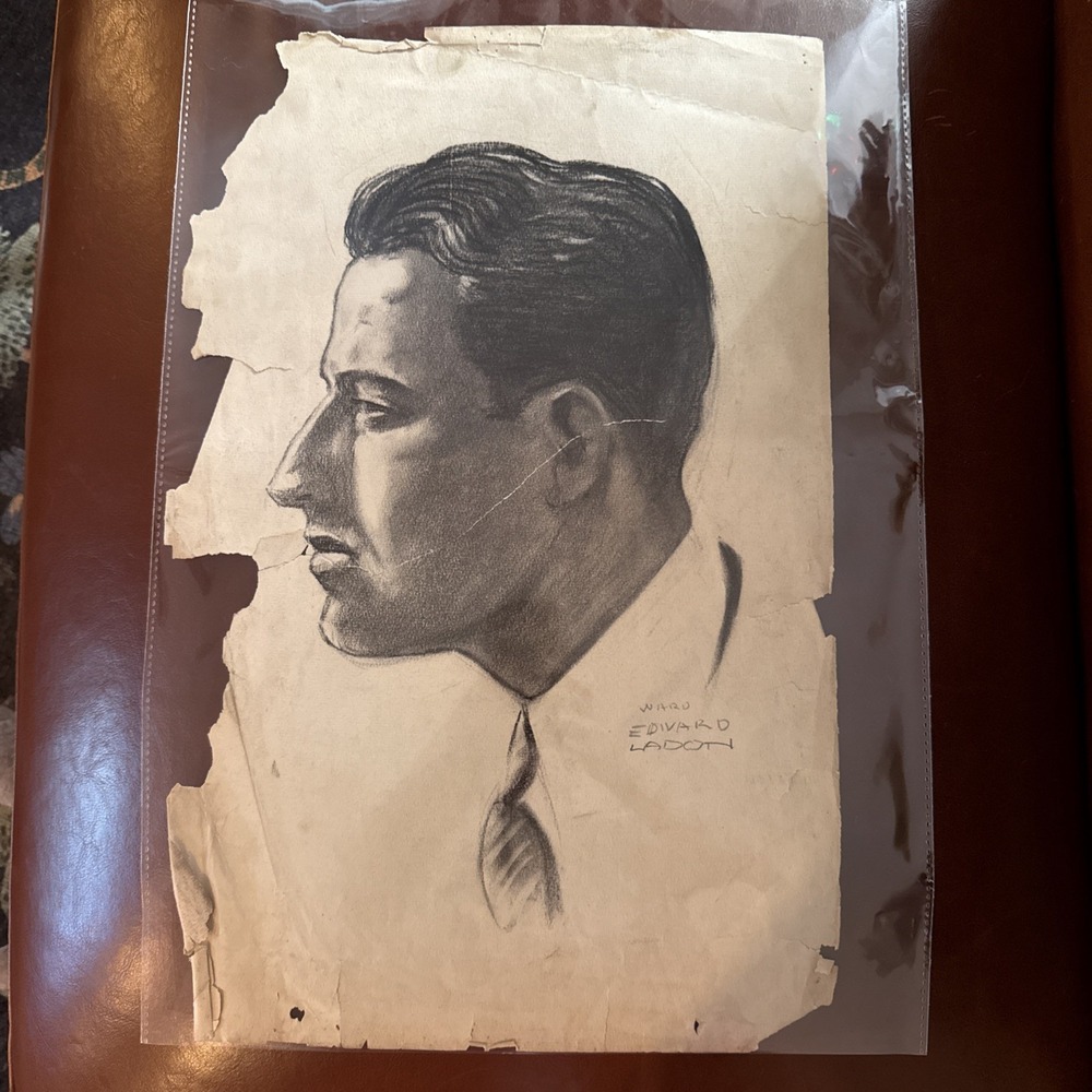 Antique / Vintage 1930's Original Charcoal on Paper Signed 19 X 12 Baltimore, MD